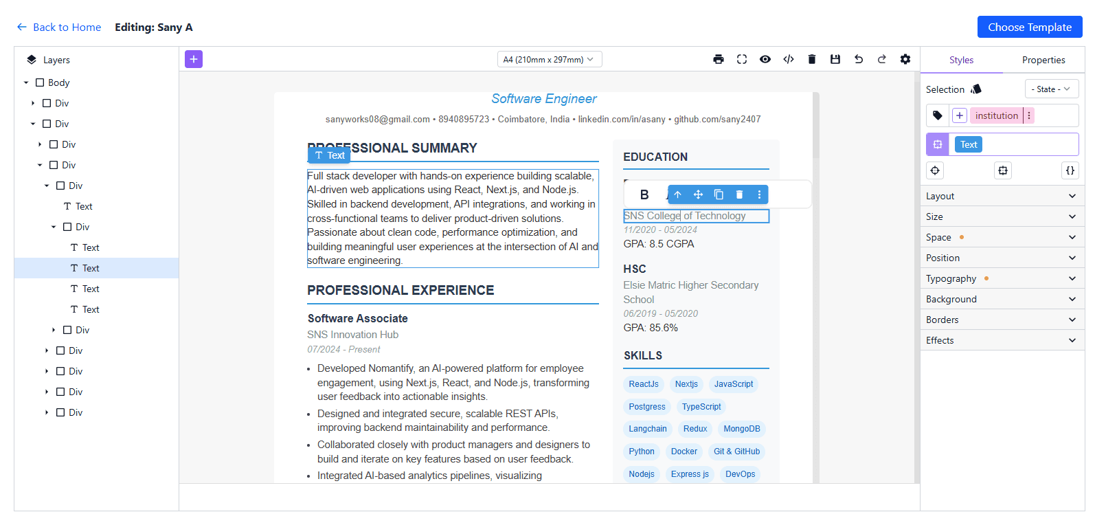 ATS Resume Editor